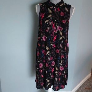 NWOT Mossimo black sleeveless A-line dress, pink floral print, size L